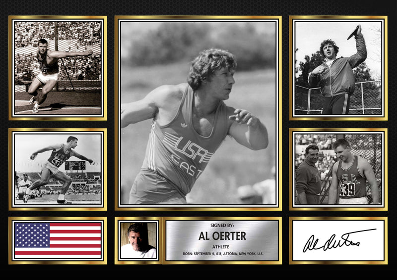 Al Oerter Olympians Framed Autographed Print - Limited Edition Autograph Fan Gift – Collectible Memorabilia Merchandise