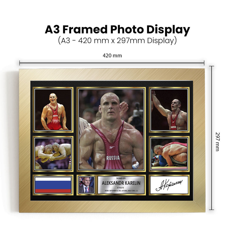 Aleksandr Karelin Olympians Framed Autographed Print - Limited Edition Autograph Fan Gift – Collectible Memorabilia Merchandise