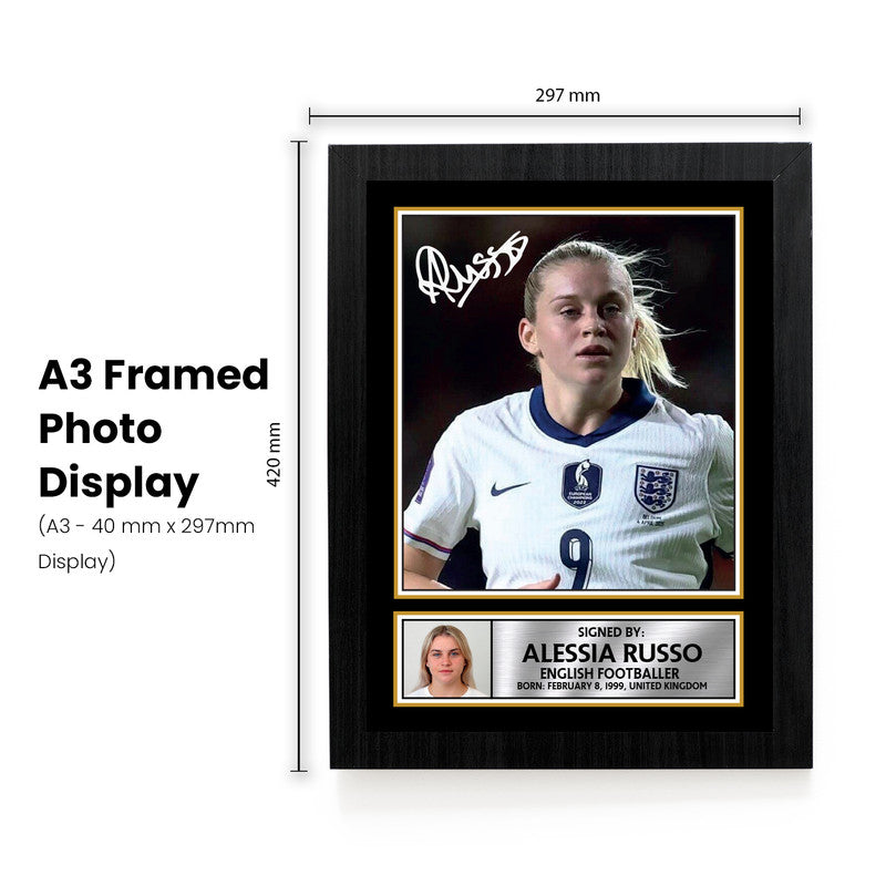 Alessia Russo Signed Autograph Poster Print – England Lioness & Manchester United Star  – Framed or Unframed – Gift for Women’s Football Fans
