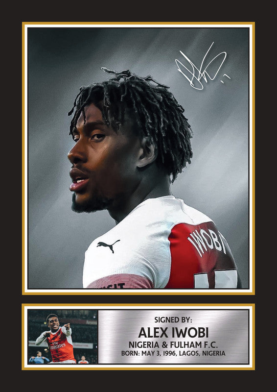 Alex Iwobi Printed Signature Poster Print – Nigeria & Fulham F.C. Football Wall Art – Premium Portrait Wall Art for Fans