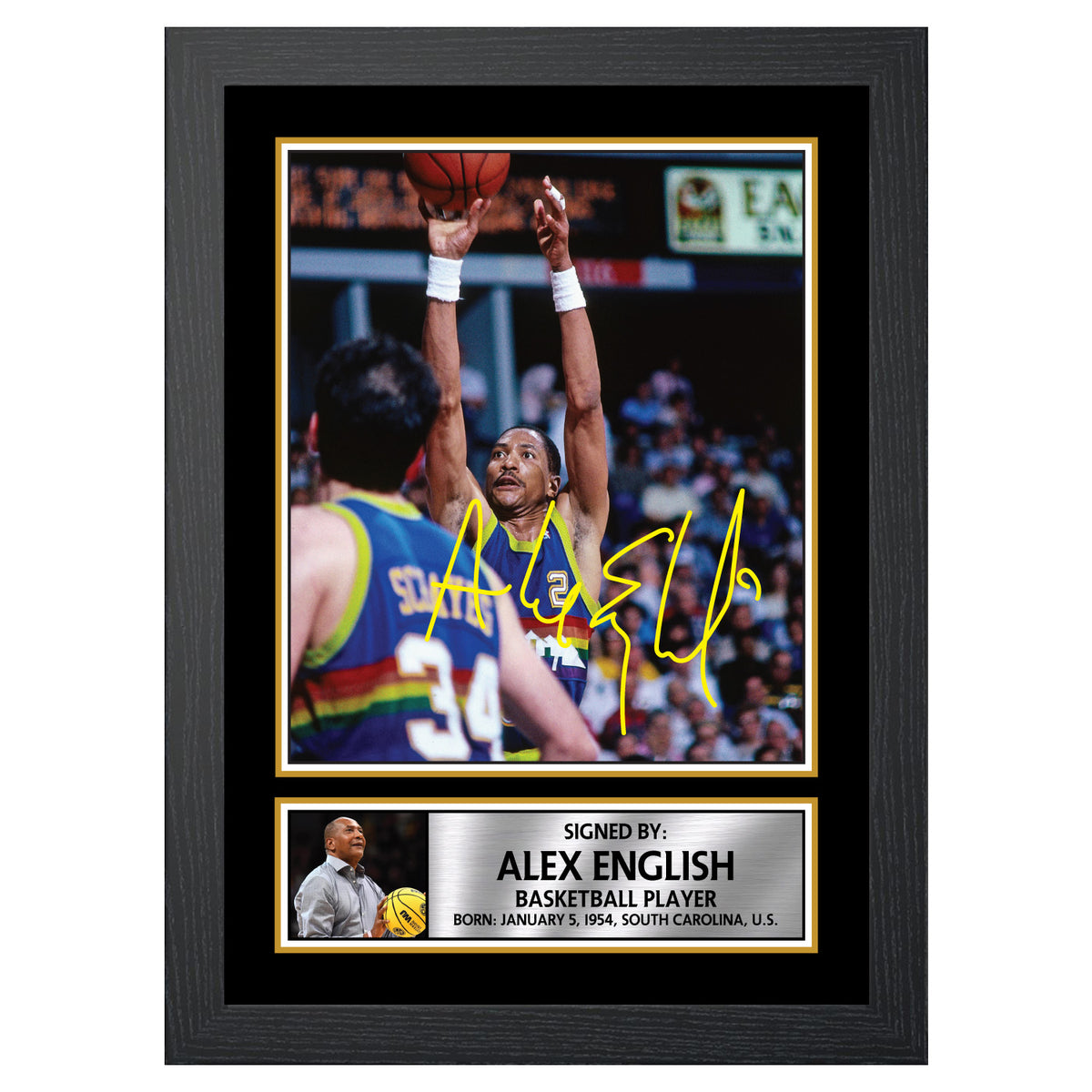 Alex English Basketball Player Printed Signature Poster Print Gift