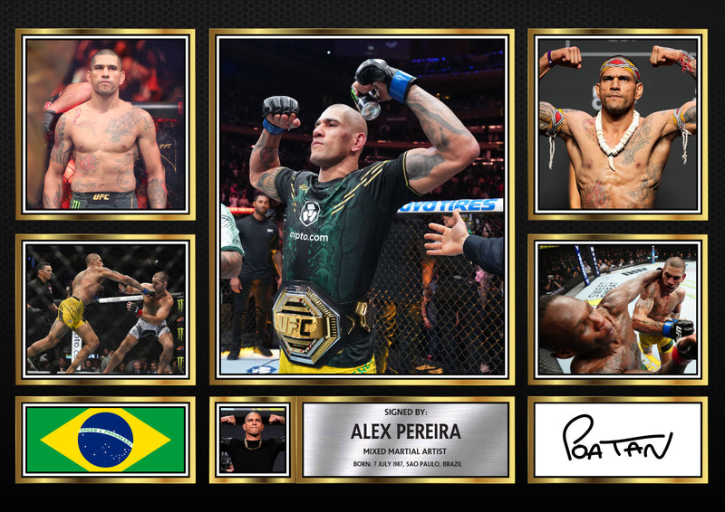 Alex Pereira UFC FIighters Framed Autographed Print - Limited Edition Autograph Fan Gift – Collectible Memorabilia Merchandise