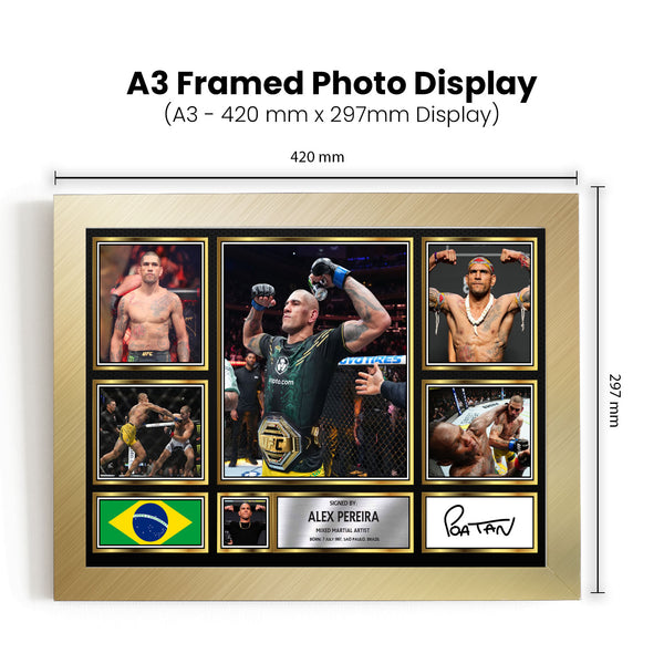 Alex Pereira UFC FIighters Framed Printed Signature Print – Fan Gift – Wall Art – Reproduction Print