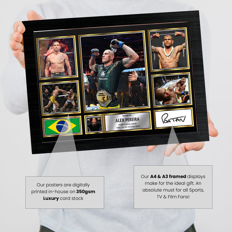 Alex Pereira UFC FIighters Framed Autographed Print - Limited Edition Autograph Fan Gift – Collectible Memorabilia Merchandise