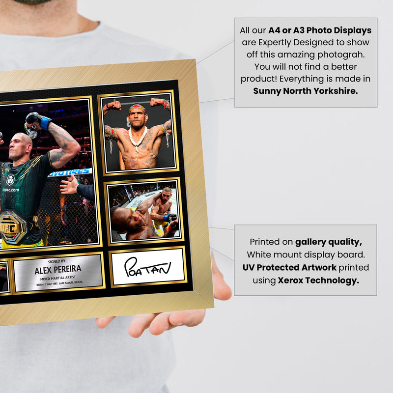 Alex Pereira UFC FIighters Framed Autographed Print - Limited Edition Autograph Fan Gift – Collectible Memorabilia Merchandise