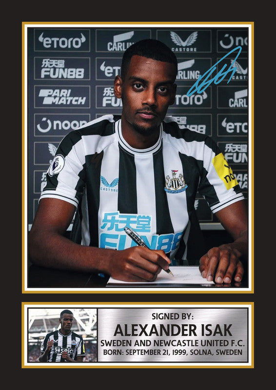 Alexander Isak Printed Signature Poster Print – Newcastle United & Sweden – Exclusive Press Signing Portrait Football Wall Art