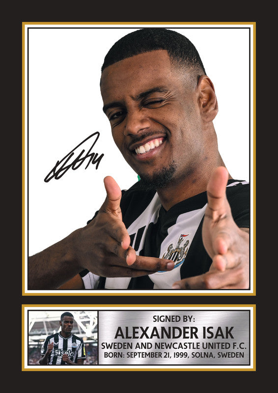 Alexander Isak Printed Signature Poster Print – Sweden & Newcastle United F.C. – Premium Football Wall Art Portrait Wall Art