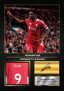 Alexander Isak Printed Signed Poster – Liverpool FC & Sweden Striker Tribute Wall Art with Jersey & Bio Plaque – Premier League Football Memorabilia for Fans & Collectors