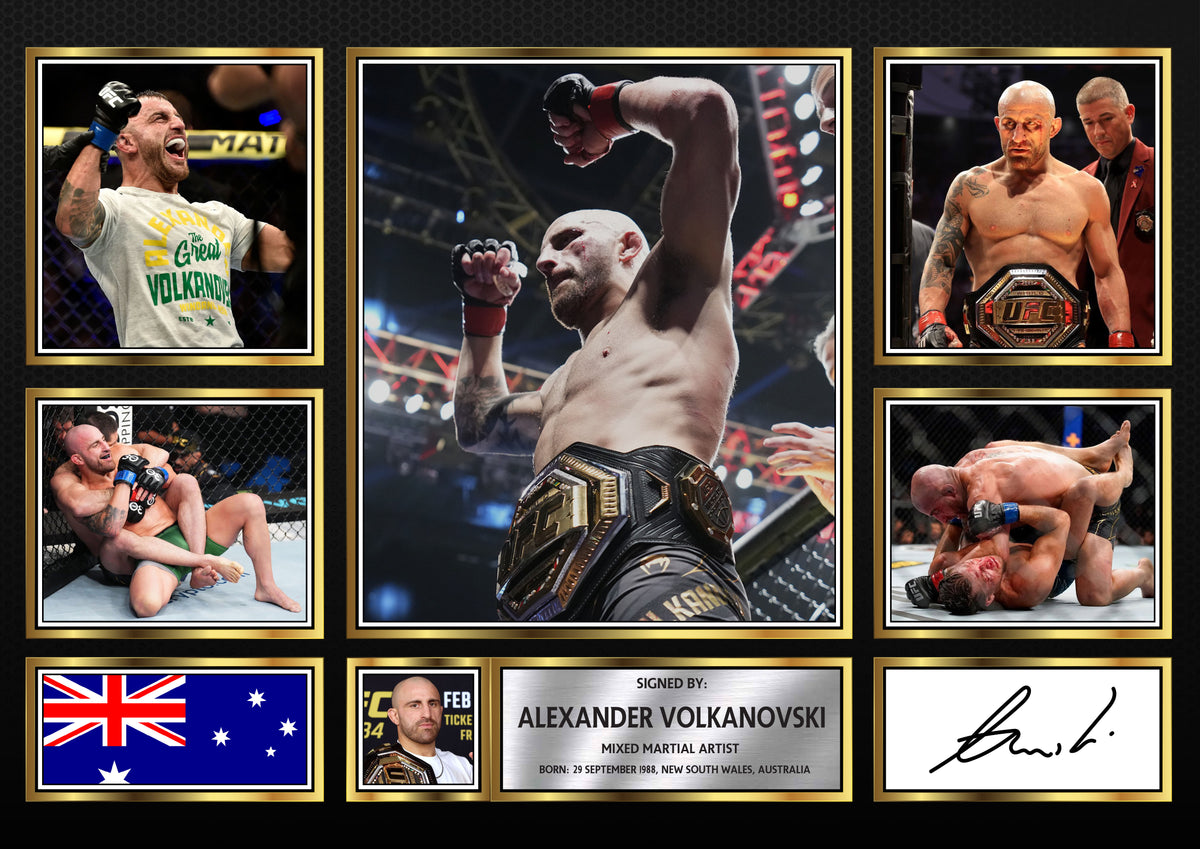 Alexander Volkanovski UFC FIighters Framed Printed Signature Print – Fan Gift – Wall Art – Alexander Volkanovski UFC FIighters Framed Printed Signature Print – A4 Poster