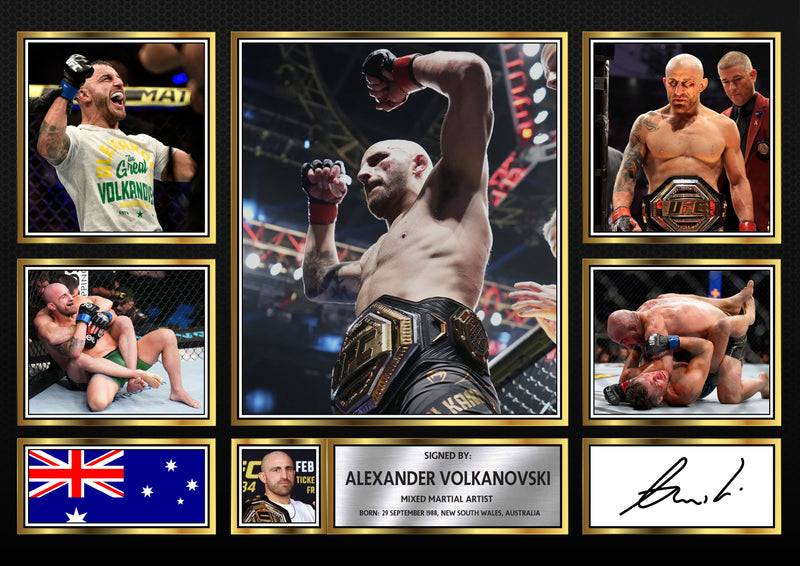 Alexander Volkanovski UFC FIighters Framed Autographed Print - Limited Edition Autograph Fan Gift – Collectible Memorabilia Merchandise