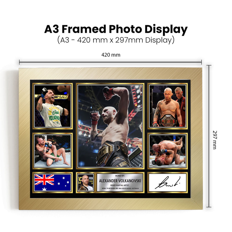 Alexander Volkanovski UFC FIighters Framed Autographed Print - Limited Edition Autograph Fan Gift – Collectible Memorabilia Merchandise