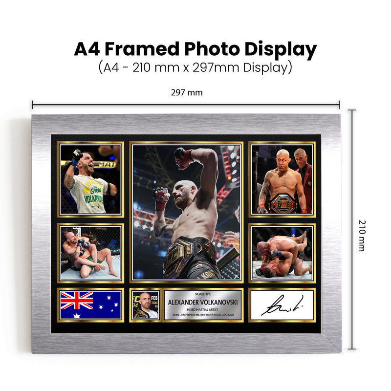 Alexander Volkanovski UFC FIighters Framed Autographed Print - Limited Edition Autograph Fan Gift – Collectible Memorabilia Merchandise