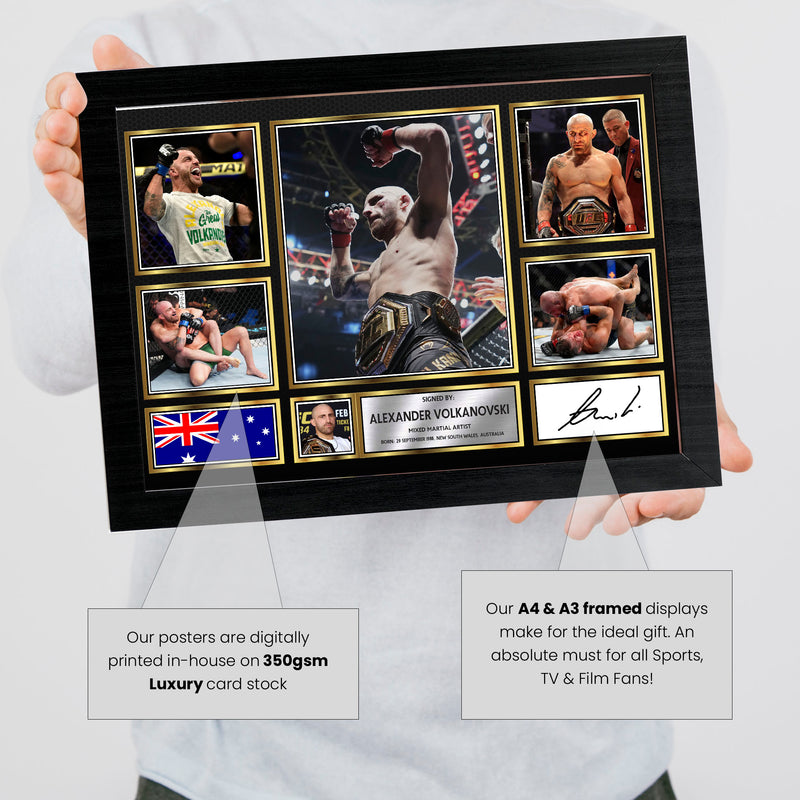 Alexander Volkanovski UFC FIighters Framed Autographed Print - Limited Edition Autograph Fan Gift – Collectible Memorabilia Merchandise