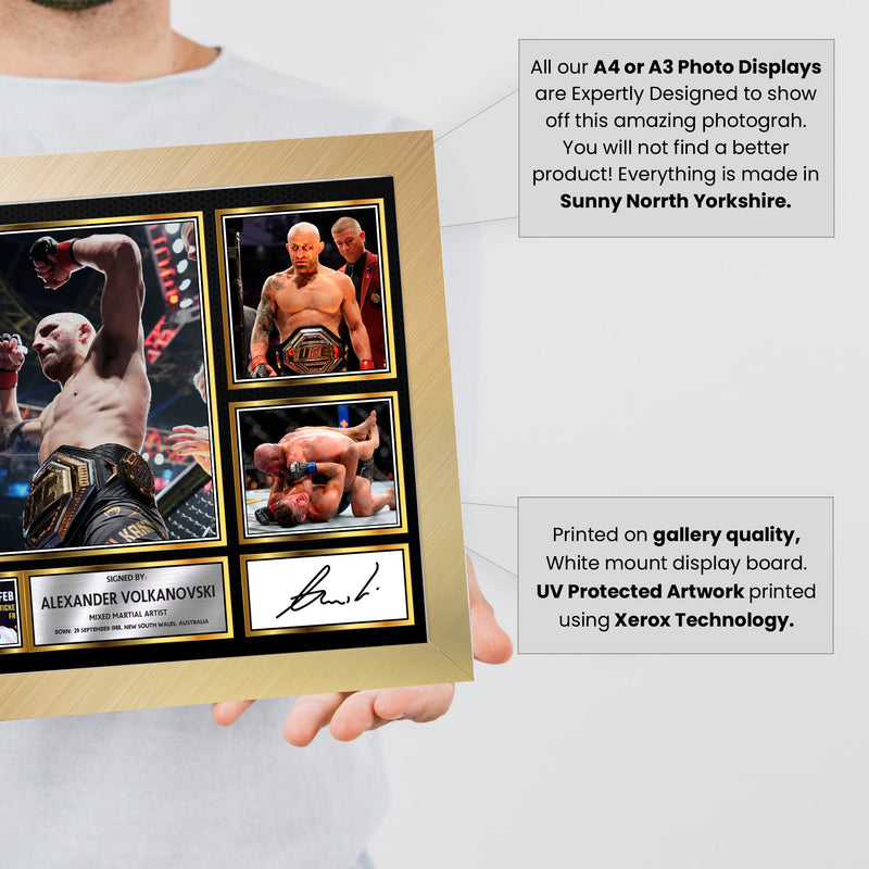 Alexander Volkanovski UFC FIighters Framed Autographed Print - Limited Edition Autograph Fan Gift – Collectible Memorabilia Merchandise