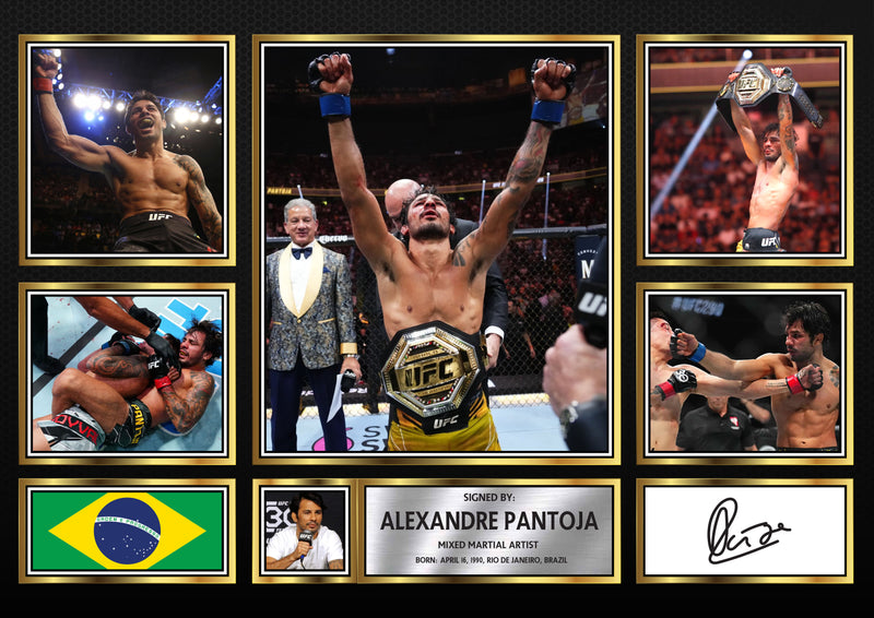Alexandre Pantoja UFC FIighters Framed Autographed Print - Limited Edition Autograph Fan Gift – Collectible Memorabilia Merchandise