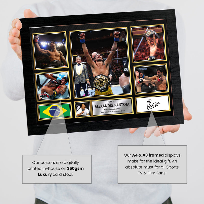 Alexandre Pantoja UFC FIighters Framed Autographed Print - Limited Edition Autograph Fan Gift – Collectible Memorabilia Merchandise