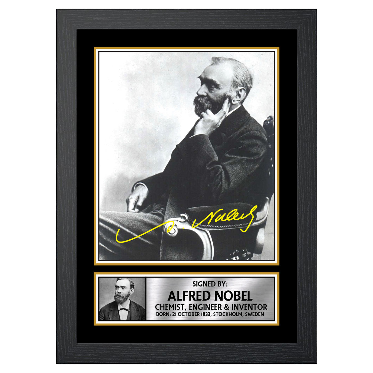 Alfred Nobel M415 Scientist Printed Signature Poster Print Gift