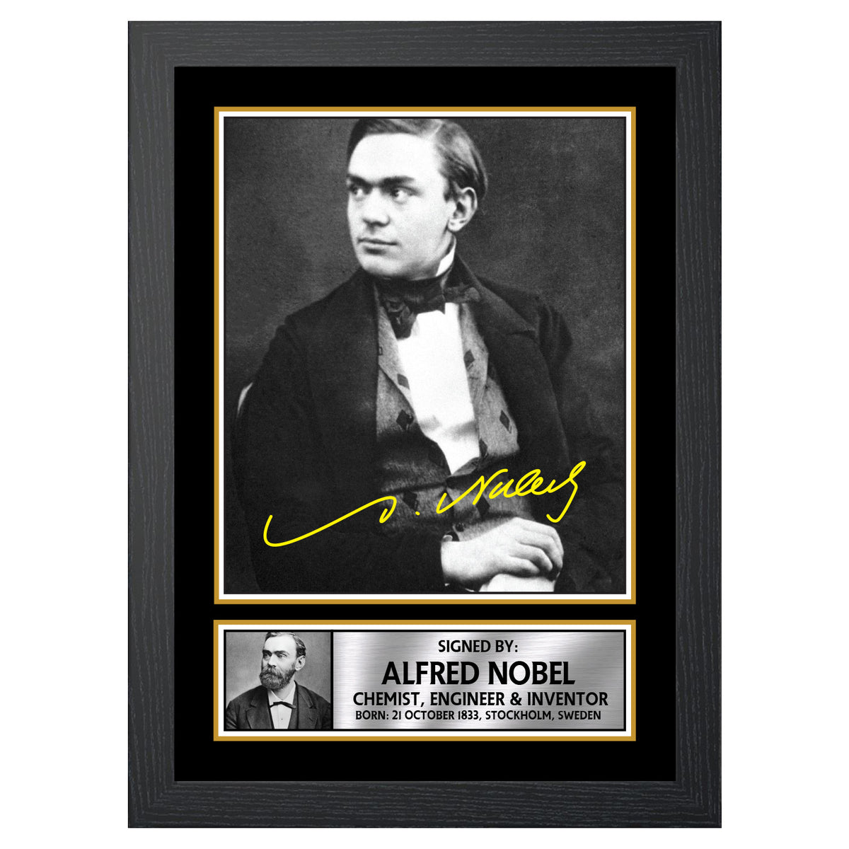 Alfred Nobel M416 Scientist Printed Signature Poster Print Gift