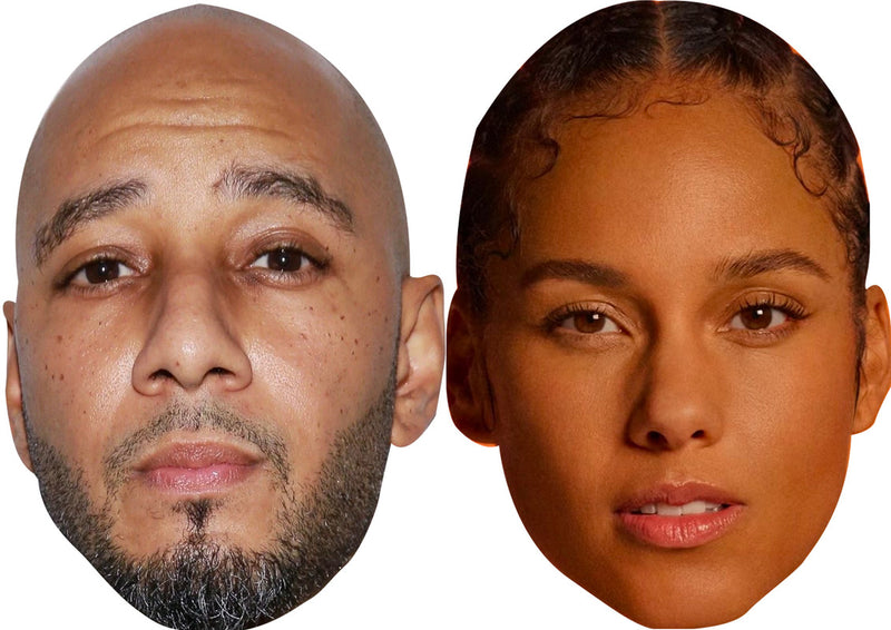 Alicia Keys and Swiss Beatz Celebrity Couple Face Mask Fancy Dress - High-Quality Cardboard Masks for Any Occasion