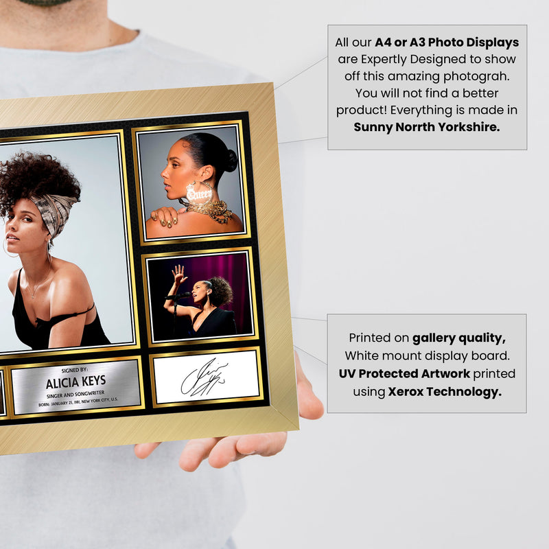 Alicia Keys Singers Framed Autographed Print - Limited Edition Autograph Fan Gift – Collectible Memorabilia Merchandise