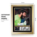 Alisson Becker Signed Autographed Poster – Liverpool FC & Brazil Goalkeeper Memorabilia – Framed Portrait Print with Plaque & Action Shot
