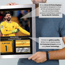Alisson Becker Printed Signed Poster – Liverpool FC & Brazil Goalkeeper Tribute Wall Art with Jersey & Bio Plaque – Premier League Football Memorabilia for Fans & Collectors