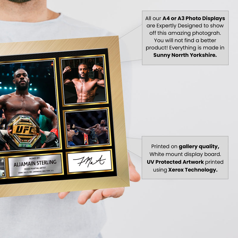 Aljamain Sterling UFC FIighters Framed Autographed Print - Limited Edition Autograph Fan Gift – Collectible Memorabilia Merchandise