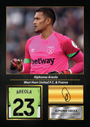 Alphonse Areola Printed Signed Poster – West Ham United FC & France Goalkeeper Tribute Wall Art with Jersey & Bio Plaque – Premier League Football Memorabilia for Fans & Collectors