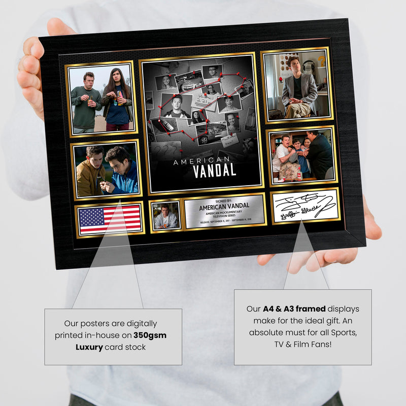 American Vandal Netflix Shows Framed Autographed Print - Limited Edition Autograph Fan Gift – Collectible Memorabilia Merchandise