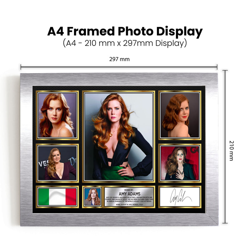 Amy Adams Actors Framed Autographed Print - Limited Edition Autograph Fan Gift – Collectible Memorabilia Merchandise