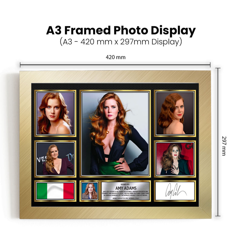 Amy Adams Actors Framed Autographed Print - Limited Edition Autograph Fan Gift – Collectible Memorabilia Merchandise