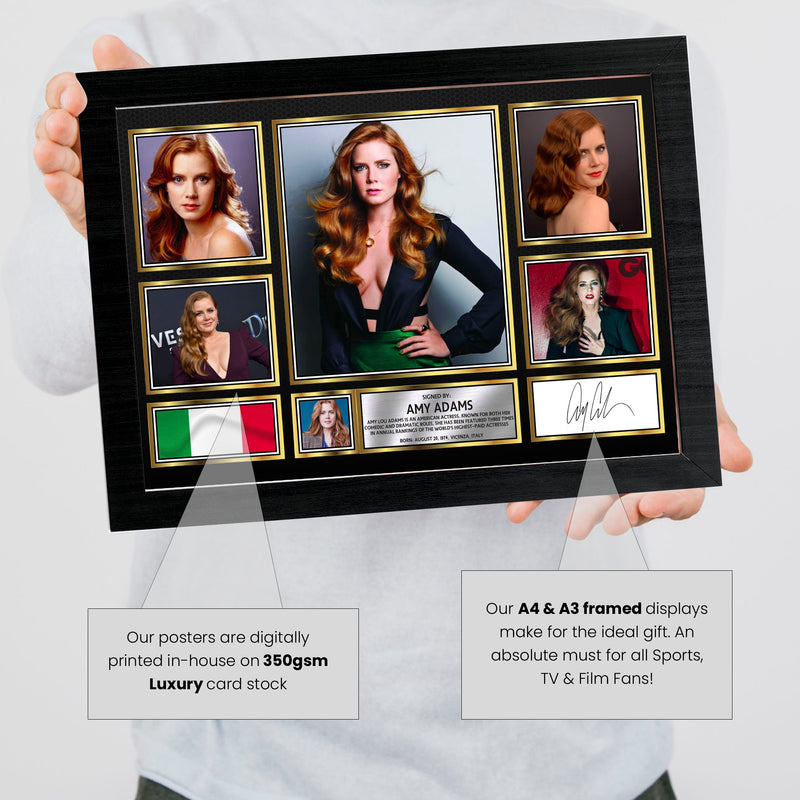 Amy Adams Actors Framed Autographed Print - Limited Edition Autograph Fan Gift – Collectible Memorabilia Merchandise