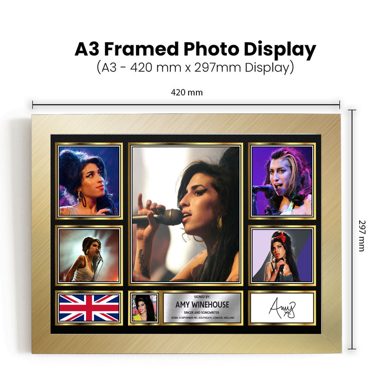 Amy Winehouse Singers Framed Autographed Print - Limited Edition Autograph Fan Gift – Collectible Memorabilia Merchandise