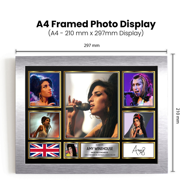 Amy Winehouse Singers Framed Autographed Print - Limited Edition Autograph Fan Gift – Collectible Memorabilia Merchandise