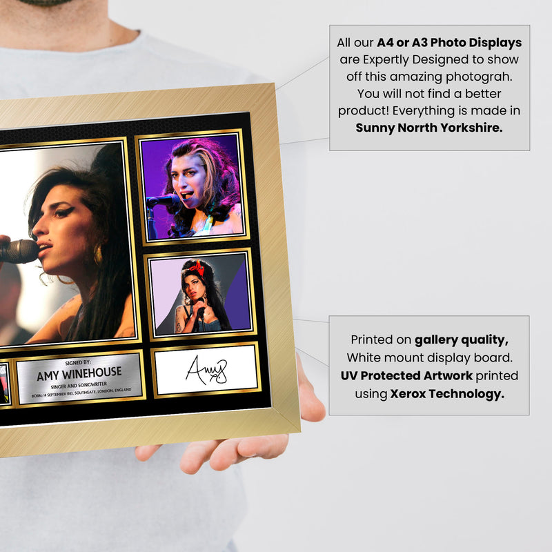 Amy Winehouse Singers Framed Autographed Print - Limited Edition Autograph Fan Gift – Collectible Memorabilia Merchandise