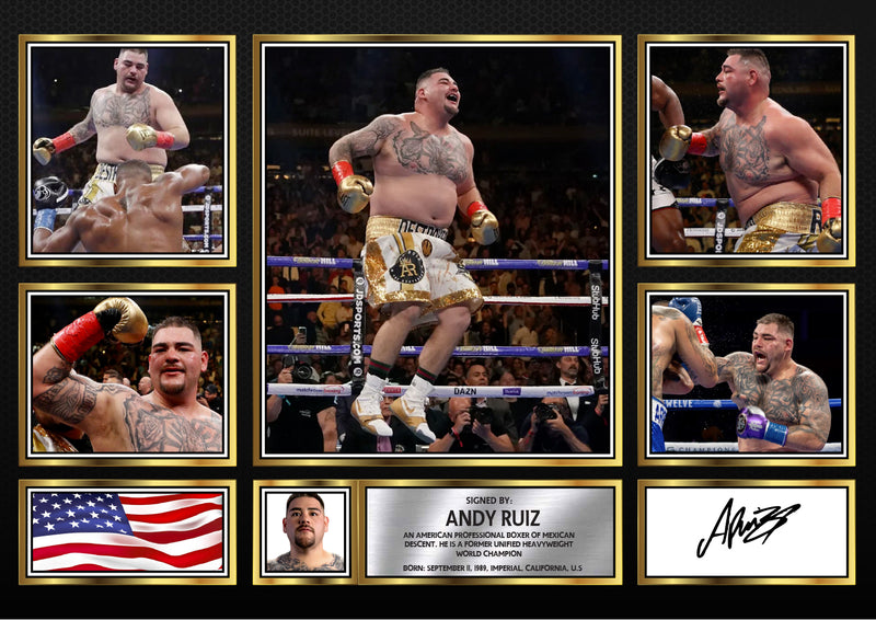 Andy Ruiz top boxer Limited Edition Signed Gift Poster Print Artwork Display