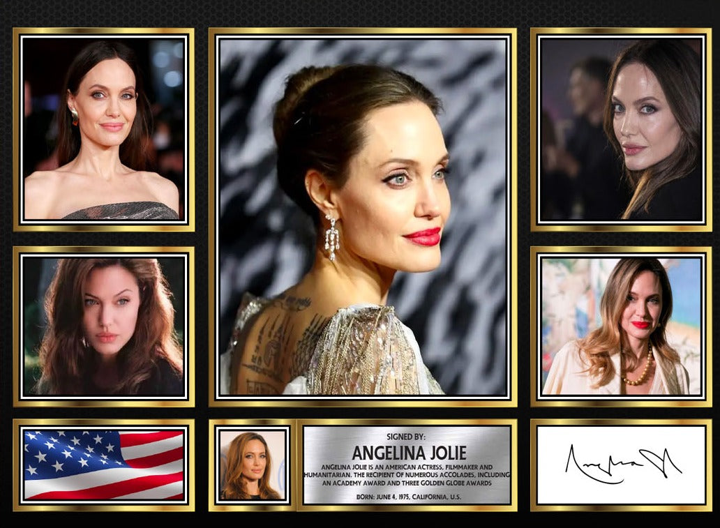 Angelina Jolie Actors Framed Printed Signature Print – Fan Gift – Wall Art – Angelina Jolie Actors Framed Printed Signature Print – A4 Poster