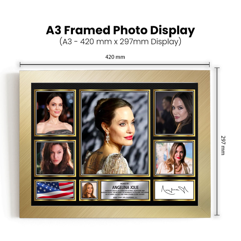 Angelina Jolie Actors Framed Autographed Print - Limited Edition Autograph Fan Gift – Collectible Memorabilia Merchandise