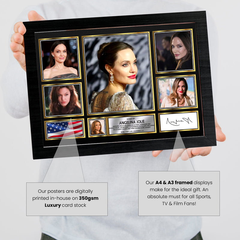 Angelina Jolie Actors Framed Autographed Print - Limited Edition Autograph Fan Gift – Collectible Memorabilia Merchandise