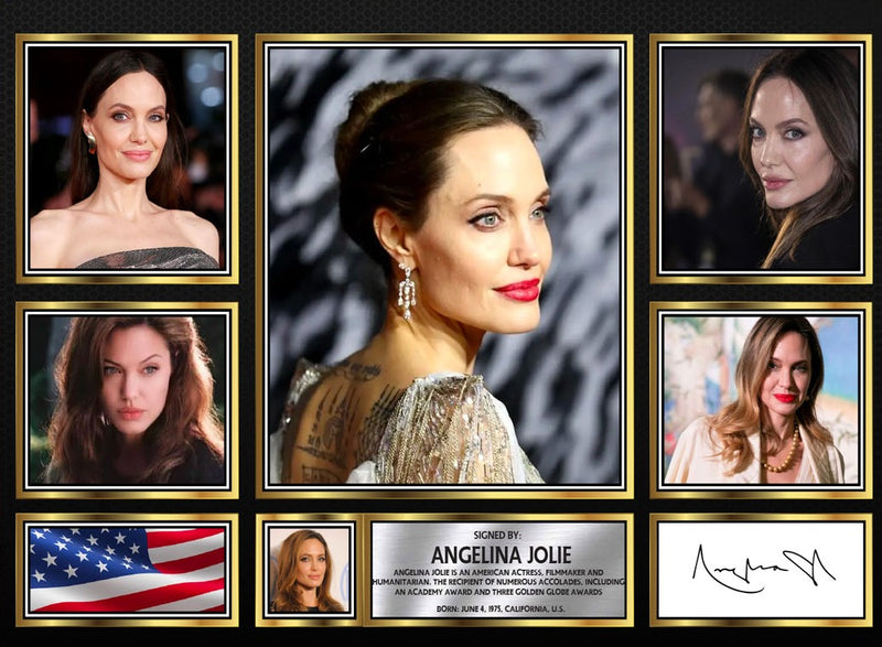 Angelina Jolie Actors Framed Autographed Print - Limited Edition Autograph Fan Gift – Collectible Memorabilia Merchandise