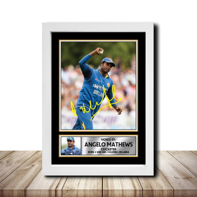 Angelo Mathews M1475 Cricketer Printed Signature Poster Print Gift