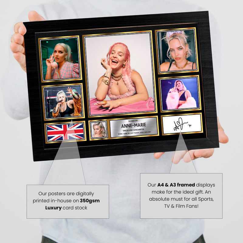 Anne-Marie Singers Framed Autographed Print - Limited Edition Autograph Fan Gift – Collectible Memorabilia Merchandise