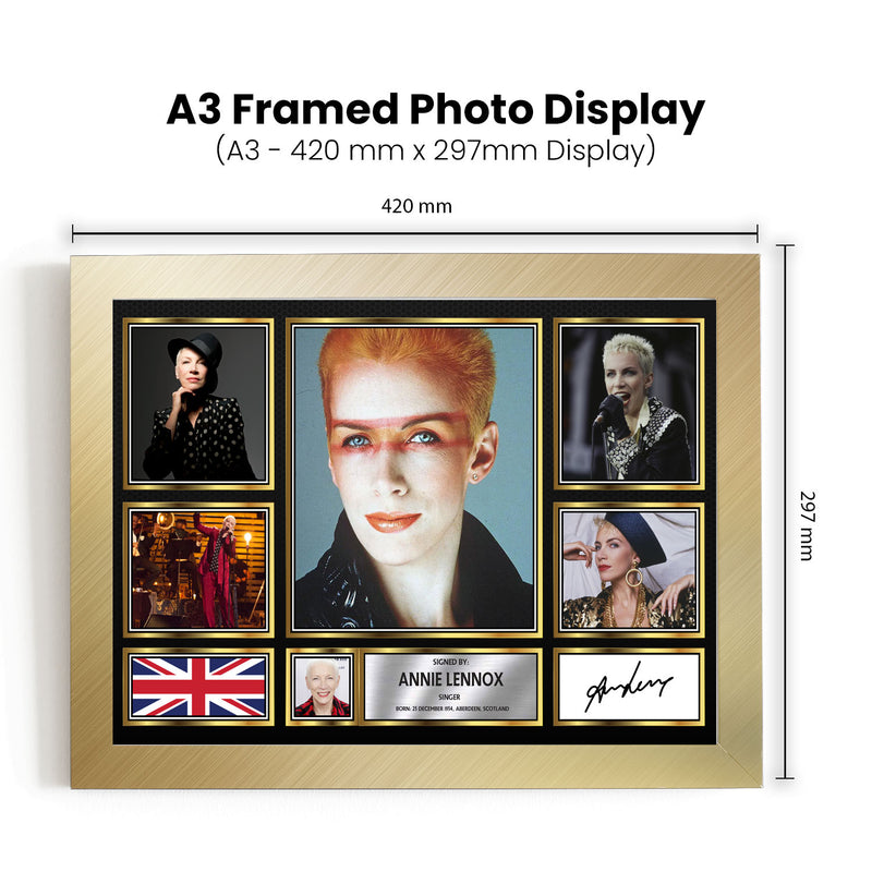 Annie Lennox Singers Framed Autographed Print - Limited Edition Autograph Fan Gift – Collectible Memorabilia Merchandise