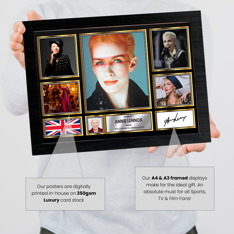 Annie Lennox Singers Framed Autographed Print - Limited Edition Autograph Fan Gift – Collectible Memorabilia Merchandise