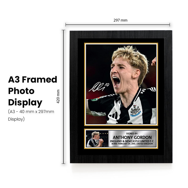 Anthony Gordon Signed Autographed Poster Print – Newcastle United & England Football Memorabilia – Authentic Signature – Collector Gift for Fans