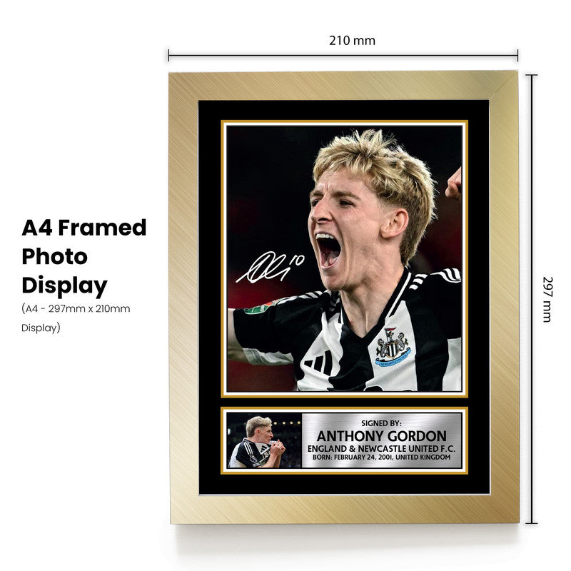 Anthony Gordon Signed Autographed Poster Print – Newcastle United & England Football Memorabilia – Authentic Signature – Collector Gift for Fans