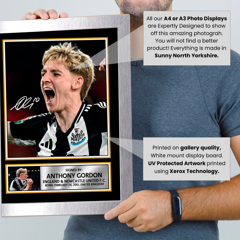 Anthony Gordon Signed Autographed Poster Print – Newcastle United & England Football Memorabilia – Authentic Signature – Collector Gift for Fans