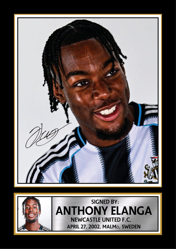 Anthony Elanga Printed Signature Poster Print – Newcastle United F.C. Wall Art – Football Gift for Fans & Collectors – Reproduction Print