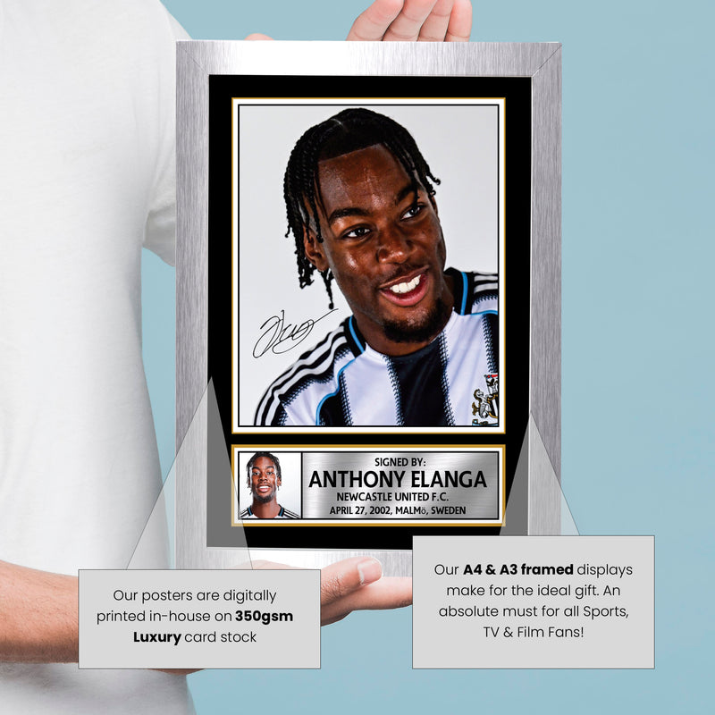 Anthony Elanga Signed Poster Print – Newcastle United F.C. Memorabilia – Football Gift for Fans & Collectors