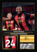 Antoine Semenyo Printed Signed Poster – AFC Bournemouth & Ghana Midfielder Tribute Wall Art with Jersey & Bio Plaque – Premier League Football Memorabilia for Fans & Collectors
